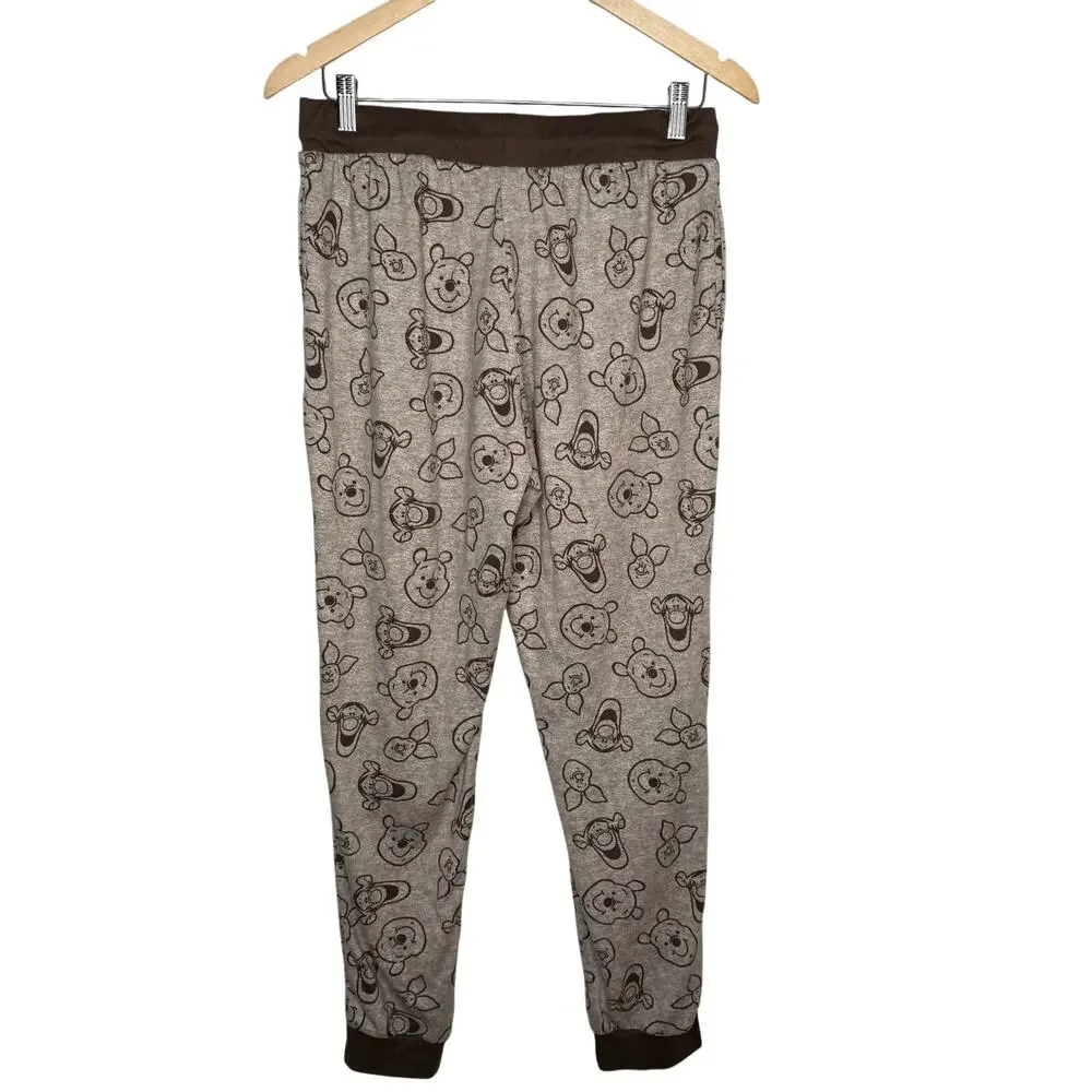 Disney Winnie The Pooh Pajama Jogger Pants Size M Brown Cozy Lounge Sleepwear - Picture 2 of 8